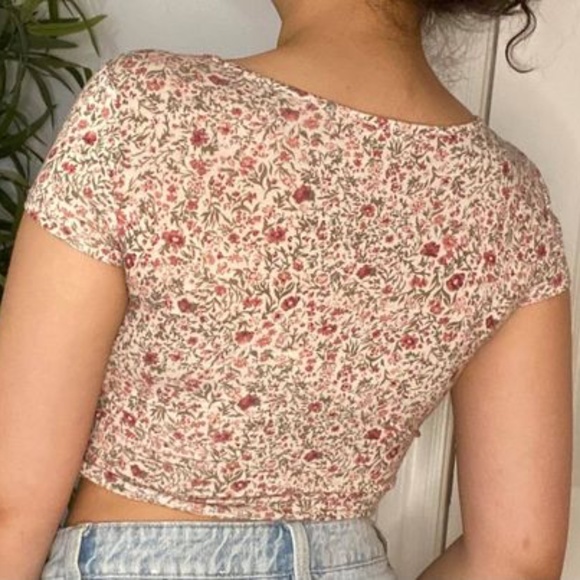 Pink & Yellow Floral Garage Crop Top Set - Picture 3 of 4